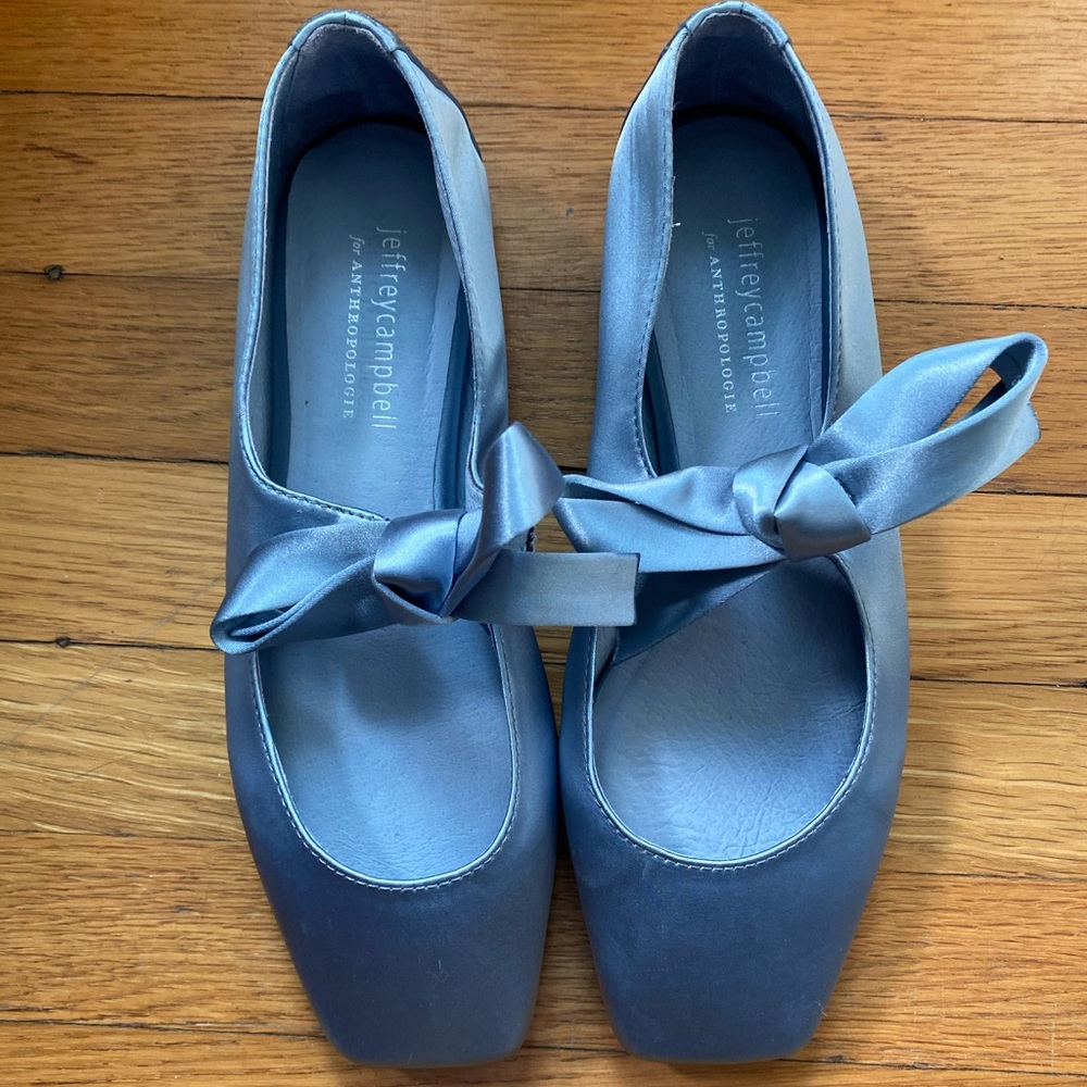 Jeffrey Campbell Blue Satin Bow Flats